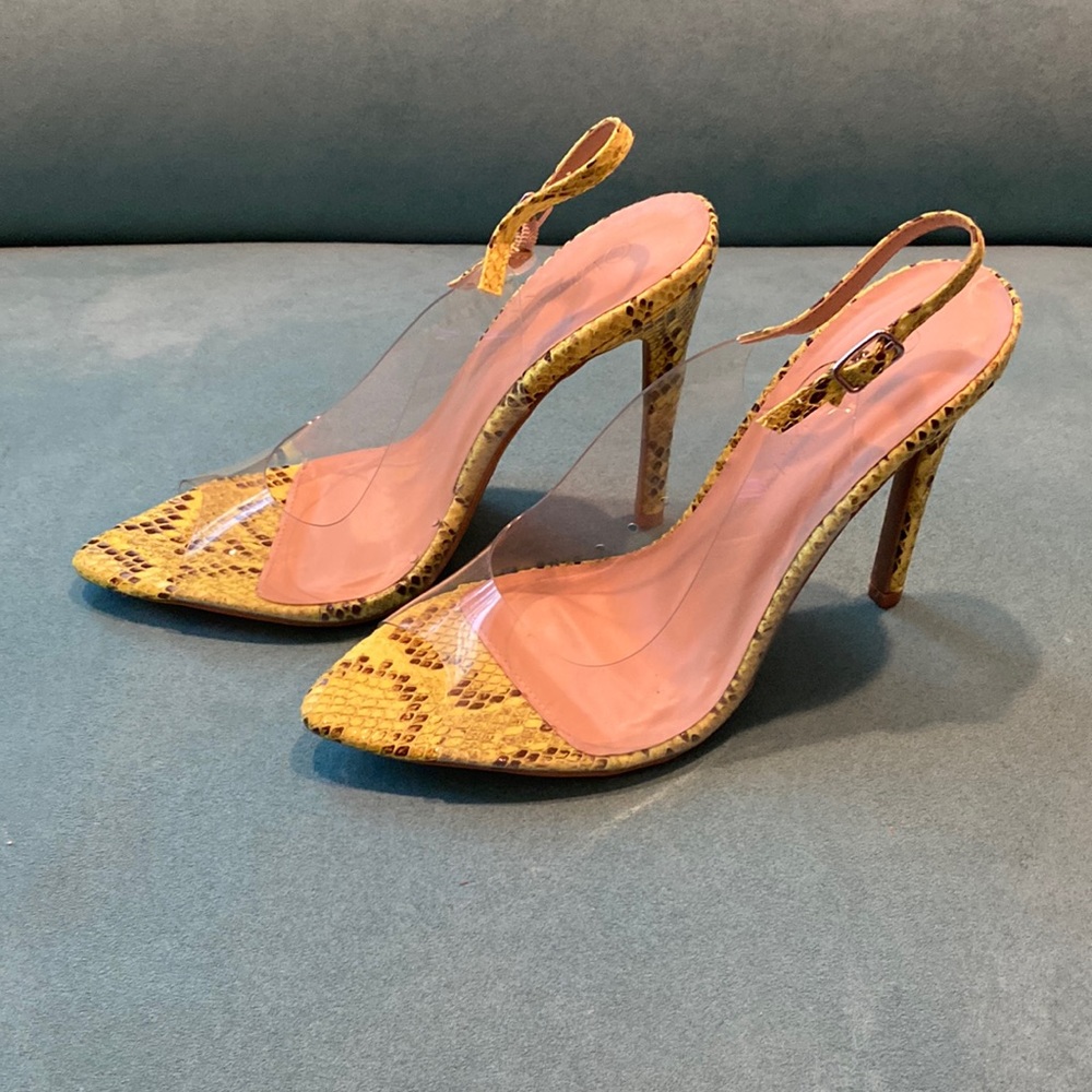 Neon/Black Snakeskin Heels